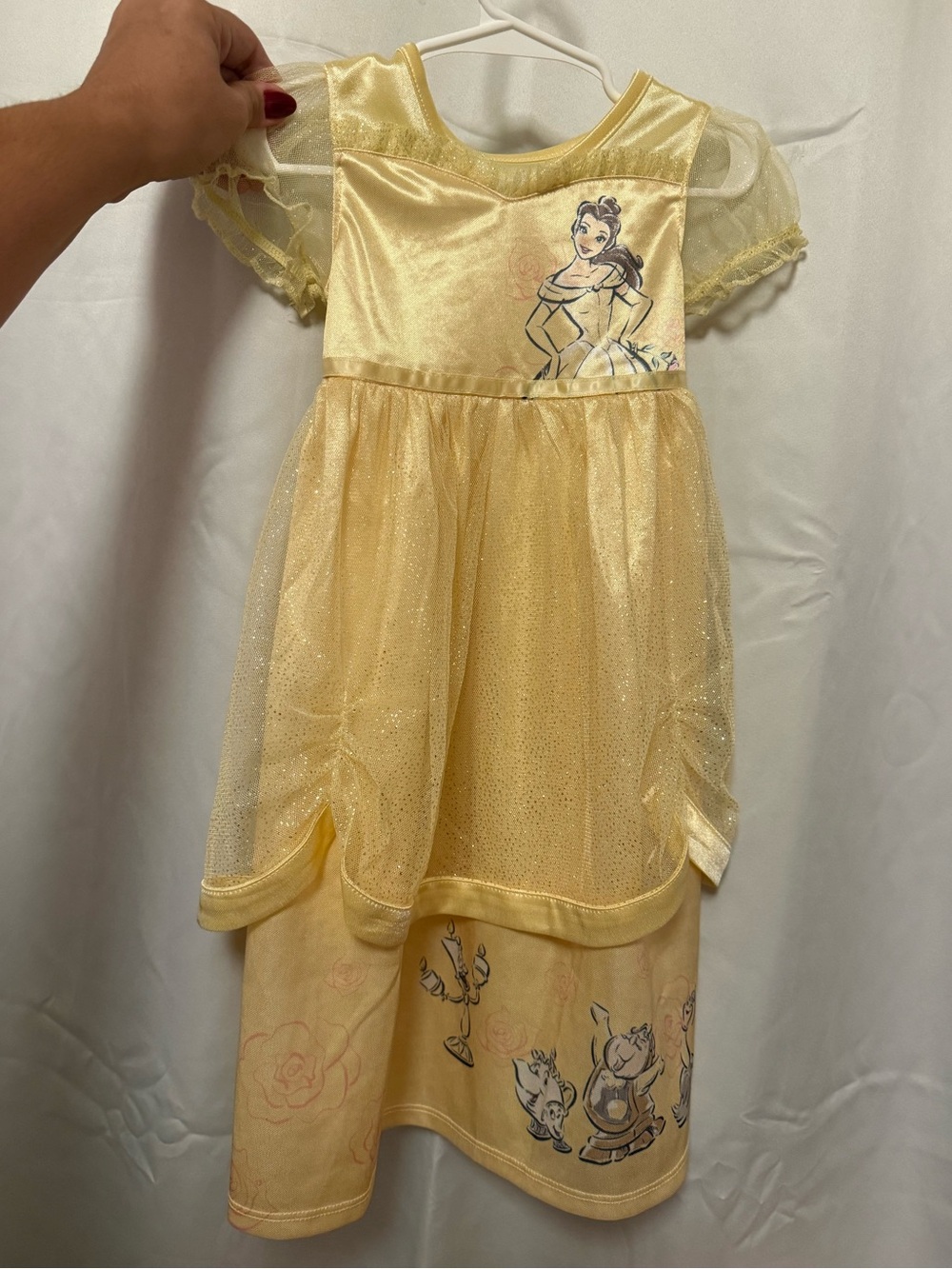 Yellow Belle-Inspired Sparkle Princess nightgown dress for Kids